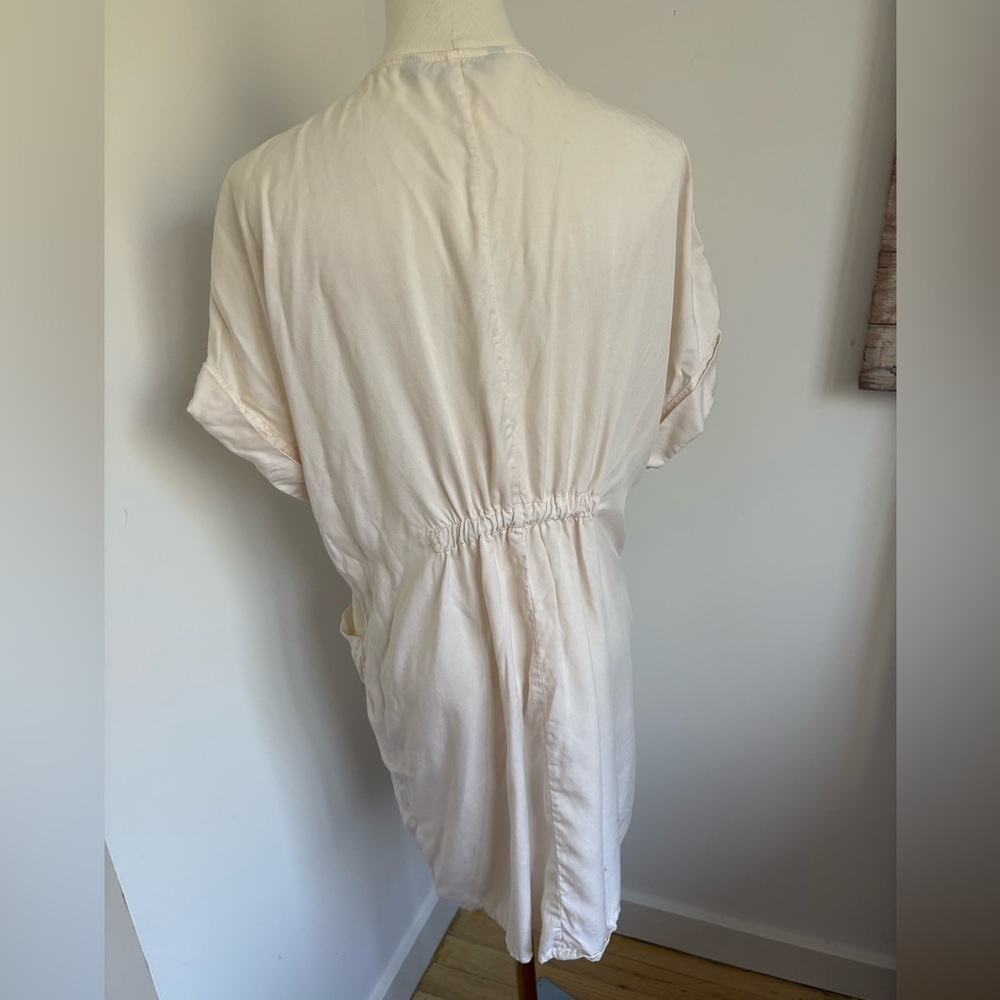Zara Cream Button-Down Dress with Tie Waist - Picture 4 of 6